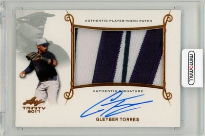 Tarjeta autógrafa parche Leaf Trinity Gleyber Torres Pa-Gt1 2017 New York Yankees Foto 1 de 2