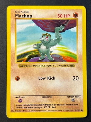Machop 52/102 Shadowless Base Set  - Pokemon Card WOTC D LP - Image 1 of 2