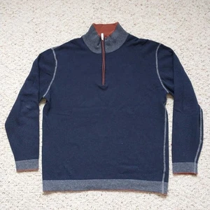 Codice Sweater Pullover Mens M-L Blue Cashmere Merino Wool Blend 1/4Zip Preppy - Picture 1 of 9