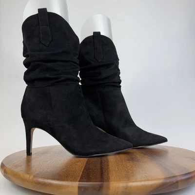 Novas Botas Femininas Marc Fisher Gienna Preto Camurça Falsa Salto Apertado Tamanho 9.5 M - Imagem 1 de 4