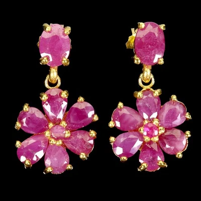 Pendientes de plata de ley 925 rubí pera 6x5 mm joyas de piedras preciosas naturales Foto 1 de 4