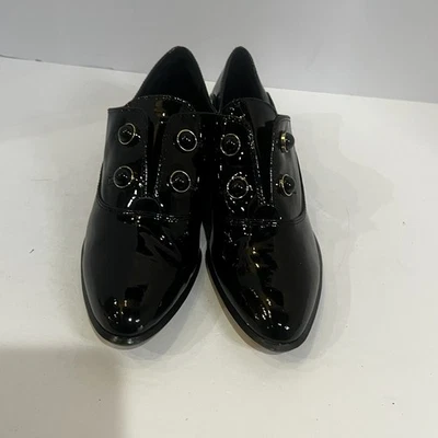 Antonio Melani Mocasines Negro Charol Punta Redonda Tacón Bloque Zapatos Talla 6.5 Foto 1 de 4