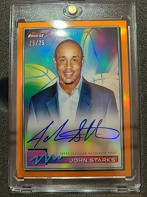 Hermoso automático John Starks Topps Finest Orange 25/25 eBay 1/1 Foto 1 de 3