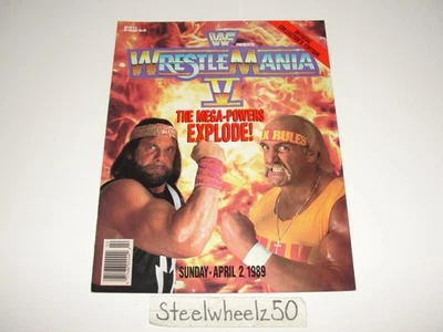 Vintage WWF Wrestlemania V Program Collector Magazine 1989 Hulk Hogan Macho Man - Image 1 of 4