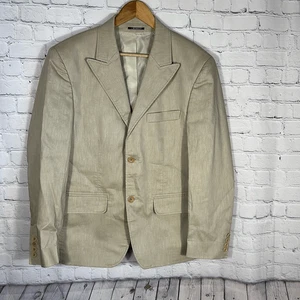 BlackBerrys Men's Linen Blazer Suit Coat Jacket size 38 Slim Fit Beige - Picture 1 of 12