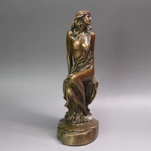 Art Deco Sculpture Brass Beautiful Nude Woman Copper Statue Figures Ornament US - Picture 1 of 9