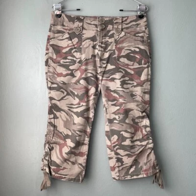 Pantalones Capris LEI Talla 5 Marrón Camuflaje tiro bajo Carga Utilidad Y2K Gorpcore Camuflaje Foto 1 de 4