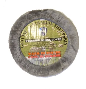 LUXURIOUS AUS Sheepskin Steering Wheel Cover Grey - Picture 1 of 4
