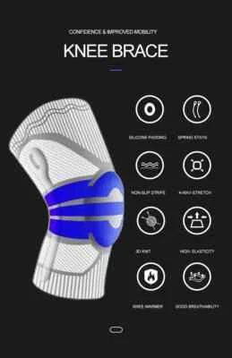 One Piece Knee Support Brace Spring Steel Stabilizer Stays Patella Protector Pad - Image 1 of 4