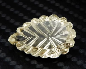 37.75 Ct Natural Certified Pear Concave Carving Lemon Topaz Loose Gemstone J956 - Picture 1 of 4