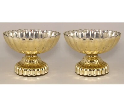 Juego de 2 jarrón de vidrio dorado mercurio 6"D 4,5"H Foto 1 de 2