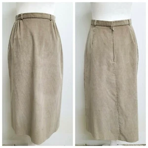 Falda Media Vintage Años 70 Cintura Alta Talla ~ S/M Beige Reloj de Arena Plisados - Imagen 1 de 12