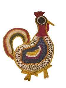 Vintage 1970’s Style Mexican Rooster Woven Trivet Folk Art - Picture 1 of 10