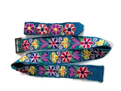 Шерстяной ремень ручной работы и набор оголовья разноцветные цветы аякучо - Изображение 1 из 4