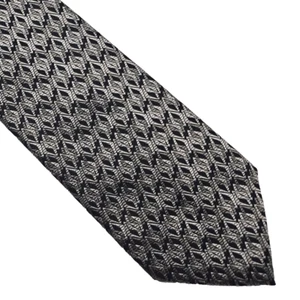 GC Internazionale Men's 100% Silk Tie 3.75"x58" Black Gray Silver Diamond Italy - Picture 1 of 6