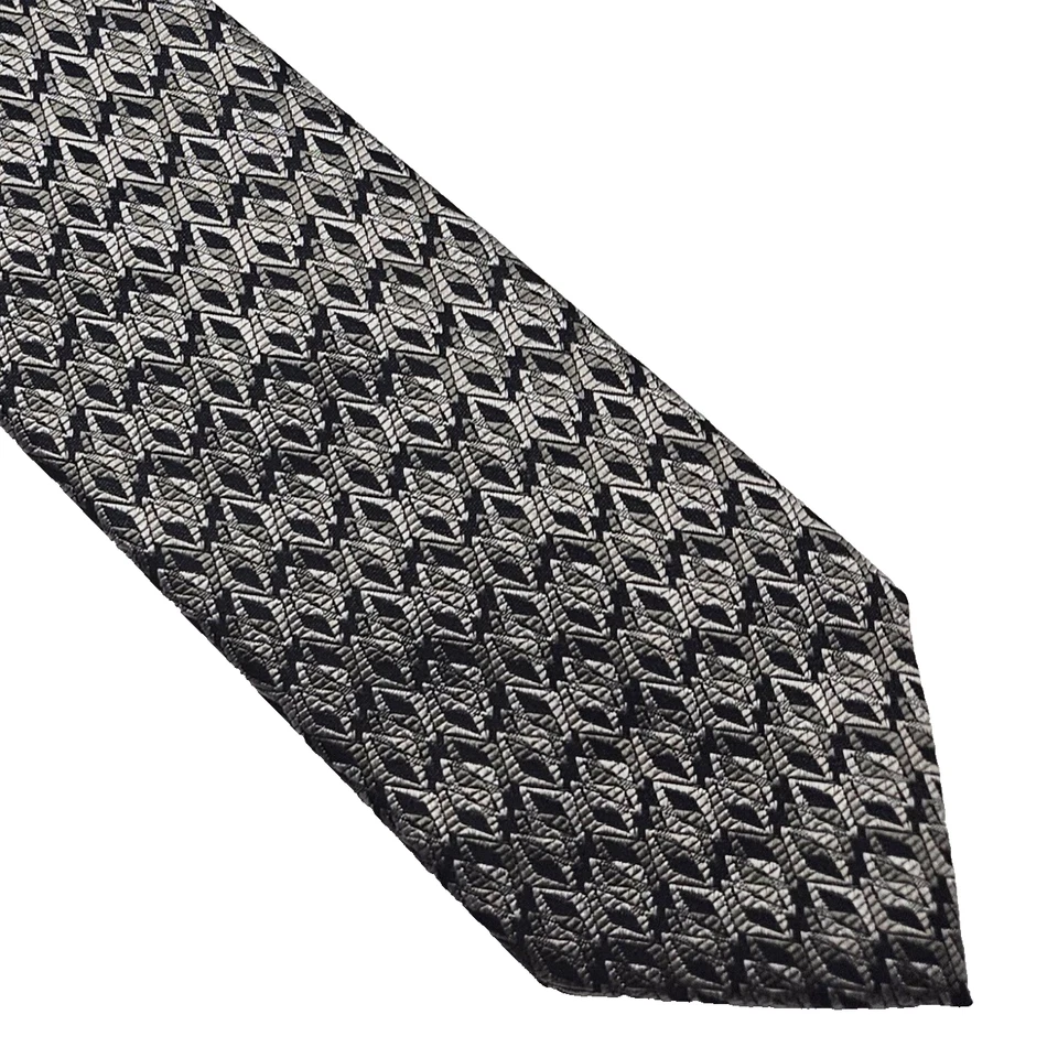 Corbata para hombre GC Internazionale 100 % seda 3,75"x58" negra gris plata diamante Italia Foto 1 de 4