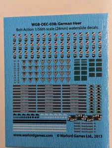 German Heer decal sheet Waterslide Bolt Action WWII Infantry Warlord Games - Picture 1 of 1