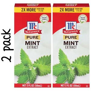 McCormick Pure Mint Extract (LOT OF 2 Bottles) 2 fl oz /each 