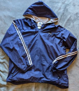 Vintage - 1990's - Adidas - Navy Blue - Hooded - 3 Stripes - Size XXL - Jacket - Picture 1 of 5