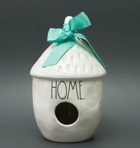 Rae Dunn Home voliera ghianda tiki ceramica bianca con nastro persico NUOVO con etichetta - Foto 1 di 5