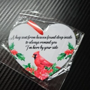 A Hug Sent From Heaven Quote Cardinal Missing Loved Ones Christmas Orniment - Picture 1 of 5