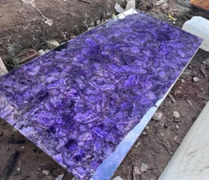 Amethyst Gemstone Dining Table Tops, Handmade Furniture, Amethyst Stone Home Dec - Picture 1 of 6