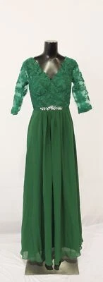 Pomuyoo Women's Half-Sleeve Floral Wedding Dress ZS6 Green Size: See Description - Image 1 of 4