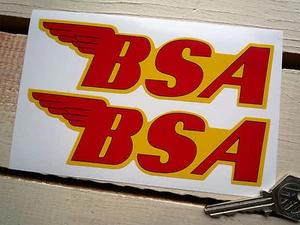 BSA Red & Yellow 6in classic motorcycle STICKERS 07092 - Picture 1 of 1