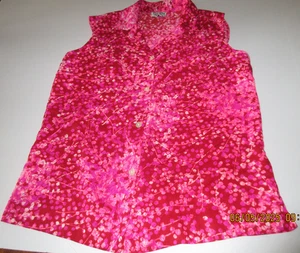 Top Rai Nani Hawaii De Colección Años 60 70 Rojo Rosa Blanco Abstracto Floral Sin Mangas Grande - Imagen 1 de 5