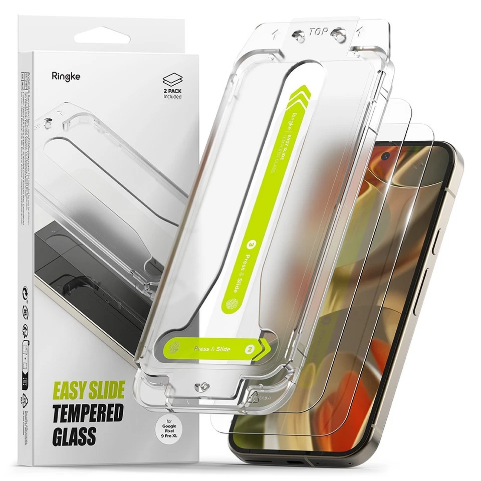 Para Google Pixel 9 Pro XL | Ringke [Fácil Deslizamiento] Pantalla Vidrio Templado 2P Foto 1 de 1