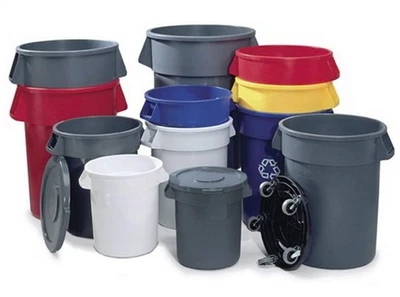 CONTENEDOR DE BASURA COMERCIAL RUBBERMAID 32 GAL REDONDO - GRIS Foto 1 de 2