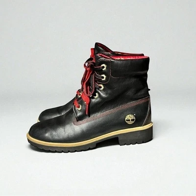 🌻Stivali Timberland 6 pollici premium nero rosso cuciture edizione limitata taglia 8,5 - Immagine 1 di 4