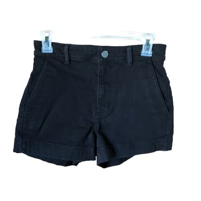 Everlane Women’s Utility Shorts Size 2 High Waisted Twill Black Slash Pockets - Image 1 of 4