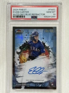 2024 Topps Finest #FA-EC Evan Carter Auto Sky Blue Refractor Rookie PSA 10 RC AU - Picture 1 of 2