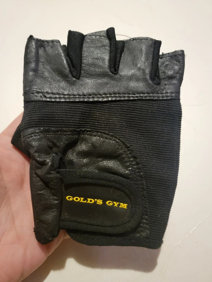 Golds Gym Leather Black Genuine Leather Glove Fitness Exercise Weightlifting  - Image 1 of 3