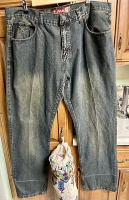 Pantalones de mezclilla descoloridos vintage Y2K Attitude para hombre talla 40x32 grunge holgados patinador ancho Foto 1 de 4