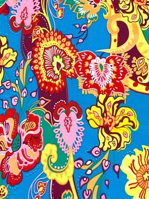 Double Brushed Jersey  Floral Knit Fabric Ornate Flowers By the Yard    - Image 1 of 3