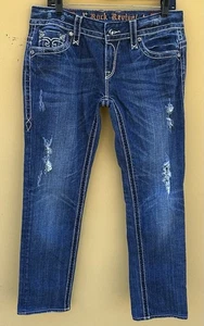 Rock Revival Christina Women's Dark Wash Distressed Denim Skinny Jeans Size 30 - Picture 1 of 10