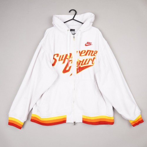 SUPREME Nike Felpa con Cappuccio Uomo Grande Bianca Zip Giacca Asciugamano Corte Suprema Basket Y2K