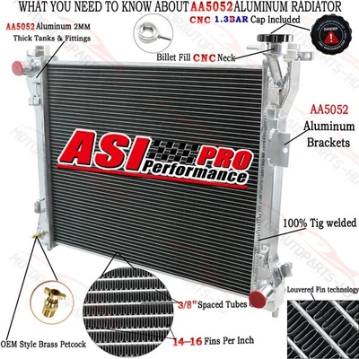 3 Row Radiator For 08-16 Chrysler Town/20-14 VW Routan/11-20 Dodge Grand Caravan - Image 1 of 4