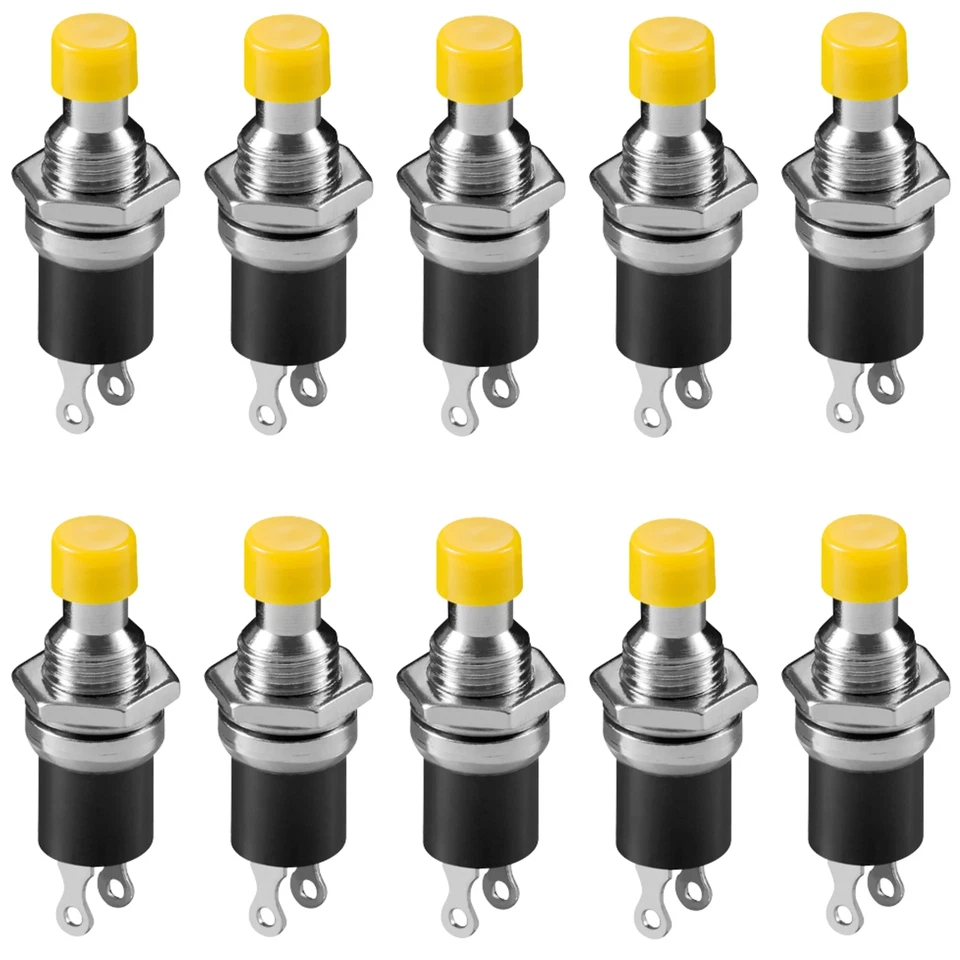 NINIGI ✅Minidrucktaster Gelb 10 Stück Hochwertige Ausführung Metallhals Minitaster
