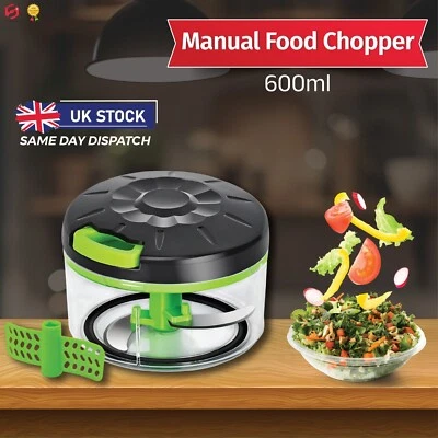 Pull Cord Pulling Food Chopper Manual Vegetable Slicer Hand Blender FREE POST UK - Image 1 of 4