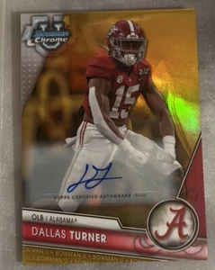 2023 Bowman Chrome U Dallas Turner Gold Refractor Auto  45/50 Vikings Alabama - Picture 1 of 2