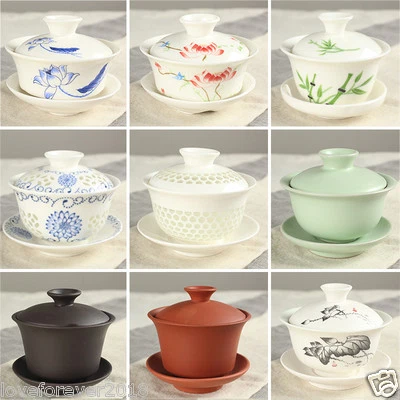 Taza de té cubierta porcelana china/zisha gaiwan platillo cerámica pintada a mano taza Foto 1 de 4