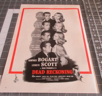 Película de colección 1947 AD DEAD RECKONING con Humphrey Bogart, Lizabeth Scott Foto 1 de 3