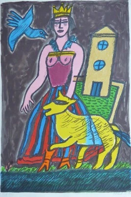 Litografía firmada a mano por 2 Corneille Legend of a Queen La Reine du Monde 98 CoBrA Foto 1 de 4