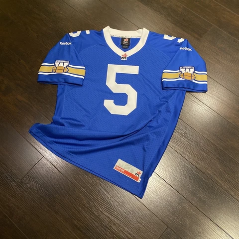 Winnipeg Blue Bombers #5 DREW WILLY Jersey Men’s Size L Blue Home CFL Football Cover