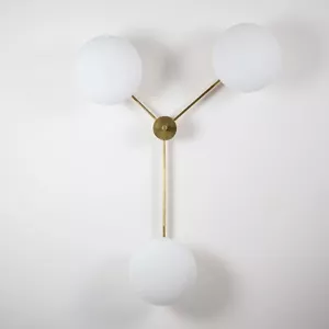 Mid Century Messingdecke Unterputz Kronleuchter 3 Licht Sputnik Kronleuchter - Bild 1 von 5