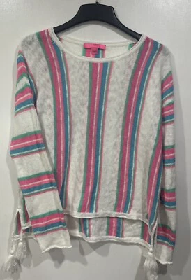Lilly Pulitzer Rozalia Striped Tassel Sweater Size Large Pink/Blue/Green/White - Image 1 of 4