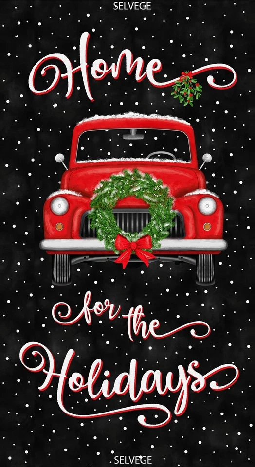 23" Fabric Panel - Timeless Treasures Home for Holidays Red Pickup Truck - Image 1 of 1